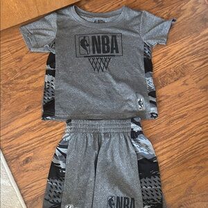 NBA Charcoal Graphic Tee and Shorts Set